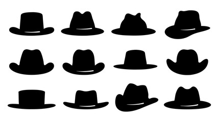 set of hat cap silhouette vector on tranparent background