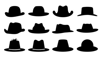 set of hat cap silhouette vector on tranparent background