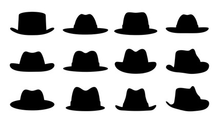 set of hat cap silhouette vector on tranparent background