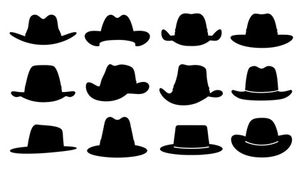 set of hat cap silhouette vector on tranparent background