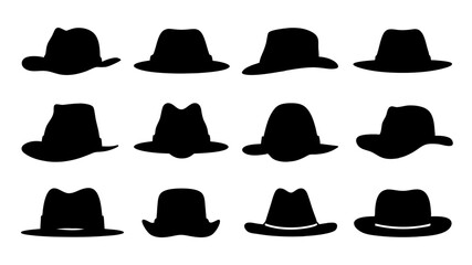 set of hat cap silhouette vector on tranparent background