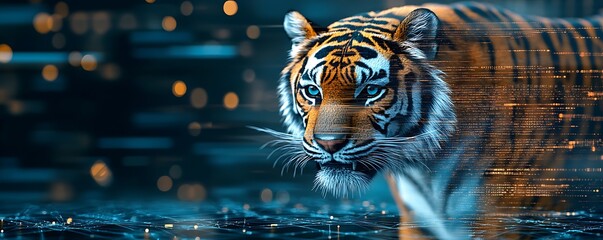 Majestic Tiger in Digital Night
