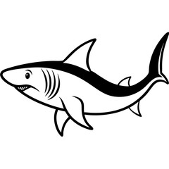 Minimal Basking Shark Vector on White