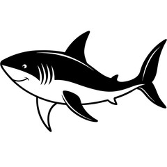 Minimal Basking Shark Vector on White