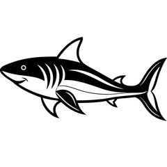 Minimal Basking Shark Vector on White