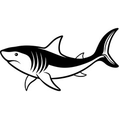 Minimal Basking Shark Vector on White