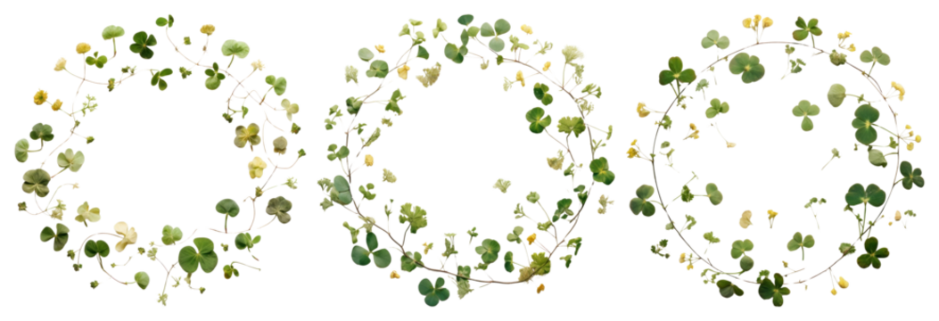 PNG Elegant botanical wreath designs, element set on transparent background