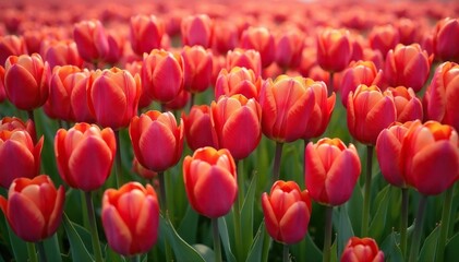 Fototapeta premium Densely packed, stylized tulips in a continuous loop , art, minimalist, garden