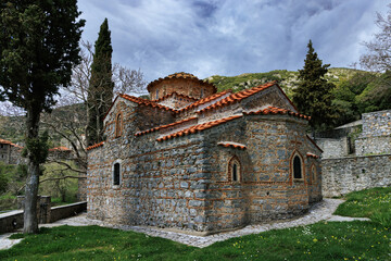 Historic stone church of Zoodochos Pigi in Stemnitsa village, Arcadia, Greece