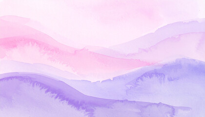 Fototapeta premium Watercolor painting with soft brushstrokes in pink purple tones, dreamy and relaxing. Hand drawn