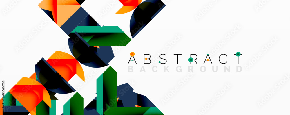 Aufkleber colorful geometric shapes overlap, creating dynamic abstract background. bright gradients suggest de