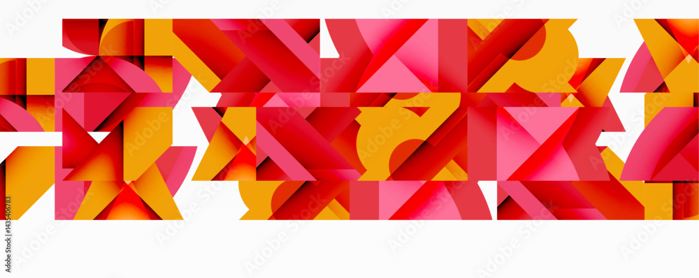 Aufkleber abstract geometric pattern. triangles, vibrant colors, orange, pink, red create dynamic composition.
