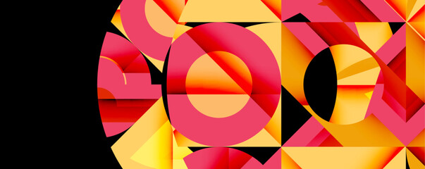 Obraz premium Abstract geometric composition. Vivid colors, overlapping shapes create dynamic visual impact. Modern design, bold aesthetic.
