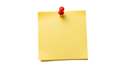 Yellow sticky note with push pin.