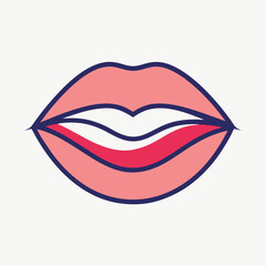 Obraz premium Sensual minimalist logo design featuring lips showcasing natural beauty for a lip care product line