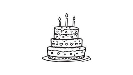 Birthday Cake line art sketch perfect for coloring and prints