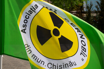 Radiation sign on the flag.