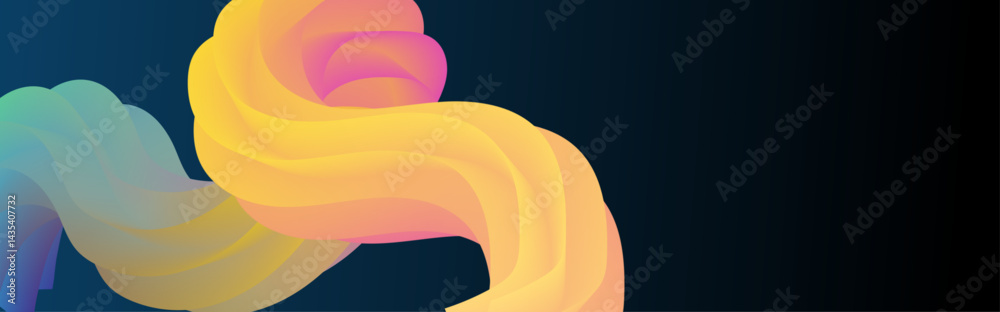 Poster a vibrant 3d visualization of a twisting, fluid form in motion—featuring bold colors, smooth geometr