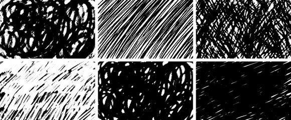 Pastel pencil texture vector background set. Abstract hand drawn doodle sketch lines backdrop collection. Stroke scribble freehand drawing overlay