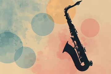 Obraz premium Elegant saxophone silhouette with colorful abstract background