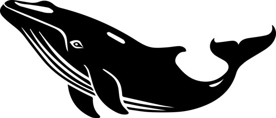 Black and white whale vector illustration
