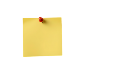 yellow note paper with push pin.