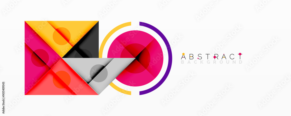 Poster bright geometric shapes overlap. vivid colors create modern design. minimalist composition, clean li