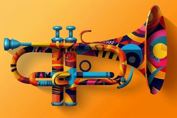 Colorful Abstract Trumpet Illustration with Modern Graphic Design