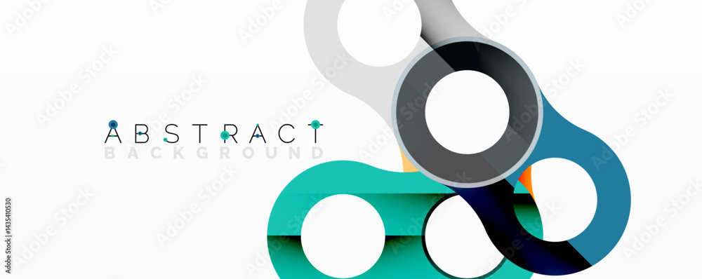 Poster Modern abstract design. Overlapping circles create dynamic visual effect. Blue, gray, yellow hues present clean aesthetic.