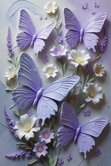 Fototapeta premium background with butterflies and flowers