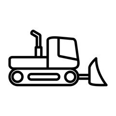 Crawler bulldozer icon, simple flat style, illustration, logo sign symbol pictogram template, for ui or ux isolated on white for mobile app, editable