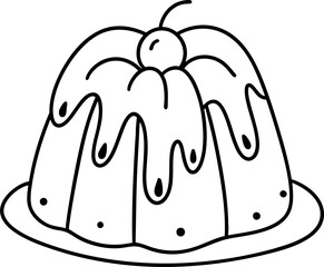 vintage cake design featuring delicious dessert with glossy topping and cherry on top, perfect for celebrations