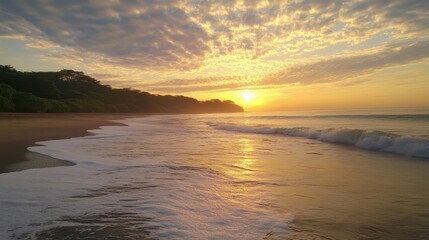 Fototapeta premium golden sunrise over tropical beach