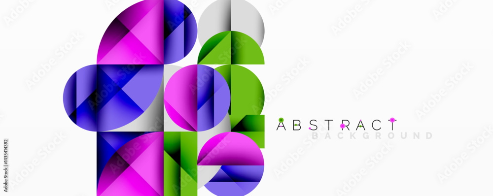 Aufkleber Geometric shapes overlap, creating vibrant colorful design. Modern abstract background with gradients, textures.