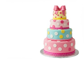 Celebration cake tiered with bow for birthday party event dessert