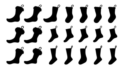 Obraz premium set of Sock winter silhouette vector on tranparent background