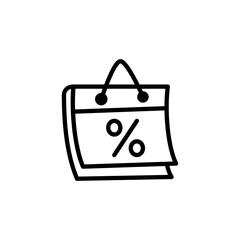 Calendar with percent icon. Discount calendar, simple flat style, illustration, logo sign symbol pictogram template, for ui or ux isolated on white for mobile app, editable