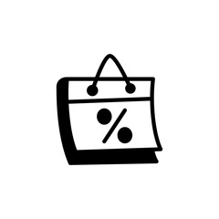 Calendar with percent icon. Discount calendar, simple flat style, illustration, logo sign symbol pictogram template, for ui or ux isolated on white for mobile app, editable
