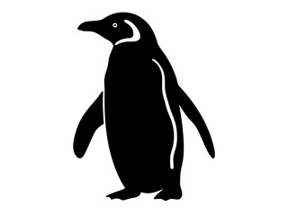 Fototapeta premium silhouette of a standing penguin with a smooth, rounded body and slightly extended flippers, ideal for wildlife branding, arctic-themed designs, and conservation projects 