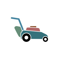 lawn mower icon, simple flat style, illustration, logo sign symbol pictogram template, for ui or ux isolated on white for mobile app, editable