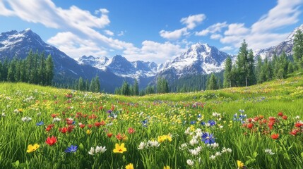 Obraz premium vibrant wildflower meadow in the alps