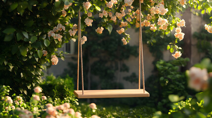 Discover the Serenity of a Flower-Filled Garden Swing: A Perfect Escape for Relaxation and Joyful Moments in Nature's Embrace