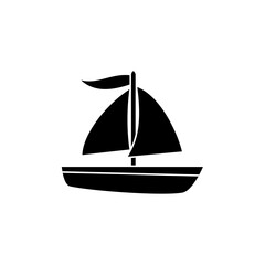 sailing boat icon, simple flat style, illustration, logo sign symbol pictogram template, for ui or ux isolated on white for mobile app, editable