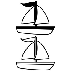 sailing boat icon, simple flat style, illustration, logo sign symbol pictogram template, for ui or ux isolated on white for mobile app, editable