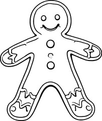 Simple Line Art Depicting a Classic Gingerbread Man Cookie for Coloring or Decoration