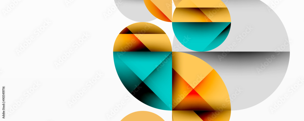 Aufkleber abstract geometric shapes overlap, creating dynamic composition. warm, cool colors blend, offering m