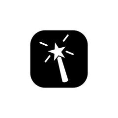 Obraz premium magic wand icon, simple flat style, pictogram logo symbol vector illustration, isolated on white for mobile app