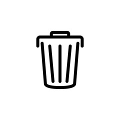 trash can icon, simple flat style, pictogram logo sign symbol vector illustration, isolated on white for mobile app