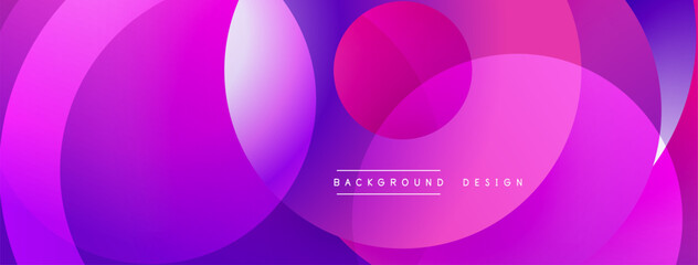Abstract vibrant circles overlap, creating smooth gradients. Pink, purple, blue hues dominate design. Modern aesthetic.
