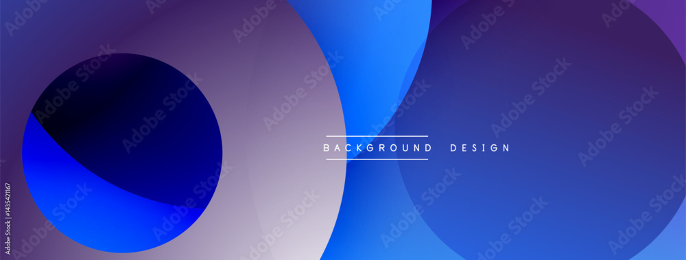Poster Abstract shapes overlap, creating gradient effect. Blue, purple hues dominate composition. Minimalist design suitable for backgrounds.